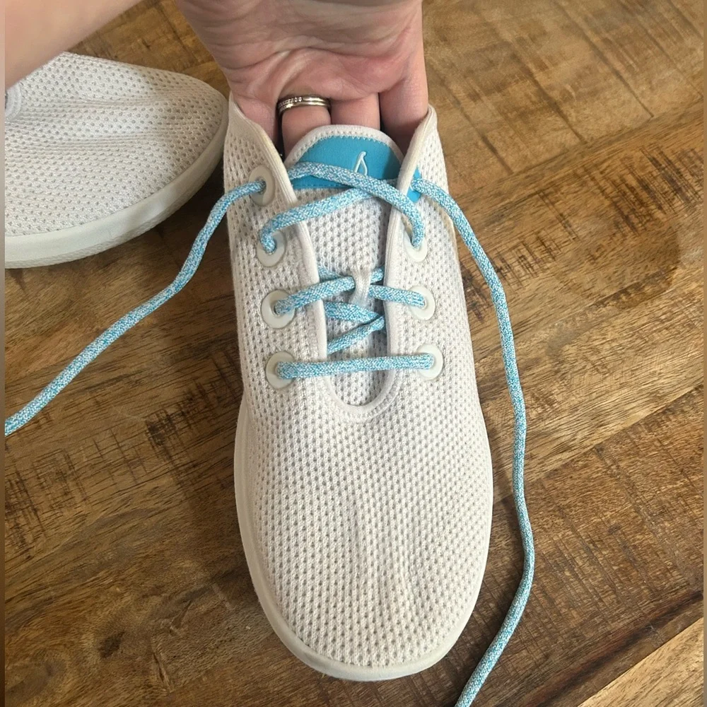 Allbirds White Sneakers with Light Blue Accents - Picture 5 of 9